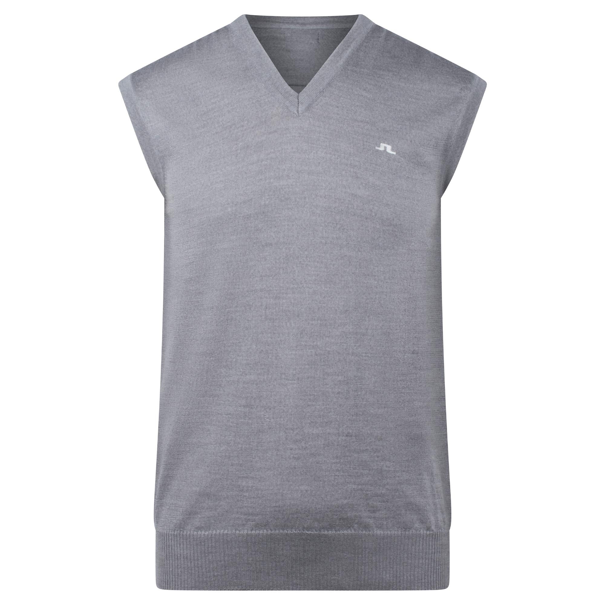 J Lindeberg Liam Knitted Mens Tour Merino Golf Vest Light Grey Melange